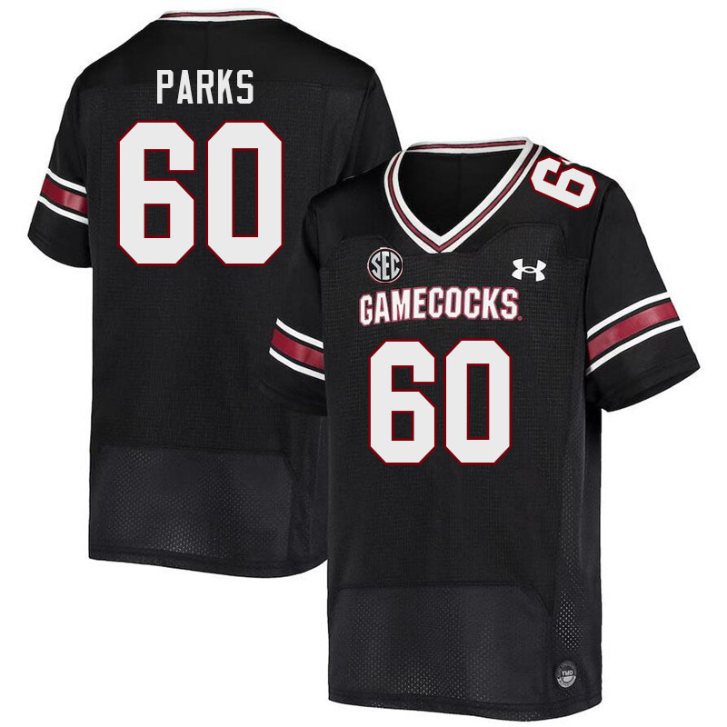 Men #60 Aaryn Parks South Carolina Gamecocks College Football Jerseys Stitched-Black